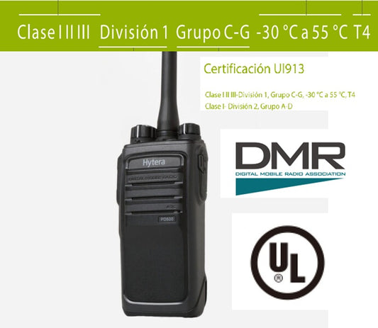 Hytera PD506 UL913 VHF 136-174 Mhz 256CH DMR Tier II Intrínsecamente seguro 5W Radio digital y analogico fácil de utilizar e implementar, hazlo simple! Precio +iva