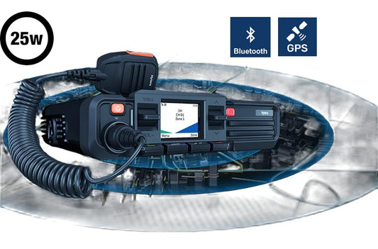 Hytera HM686LGPS Bluetooth VHF 136-174 Mhz 512CH DMR Tier II Analogico 25W Radio móvil digital profesional Low Power 5/25W LCD screen Precio + iva