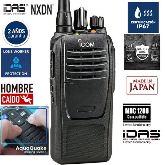 ICOM IC-F2100D UHF 450-520MHz 16CH Digital NXDN 5W Radio digital y analogica sin pantalla IP67 Normas militares MIL-STD-810-G Precio + iva